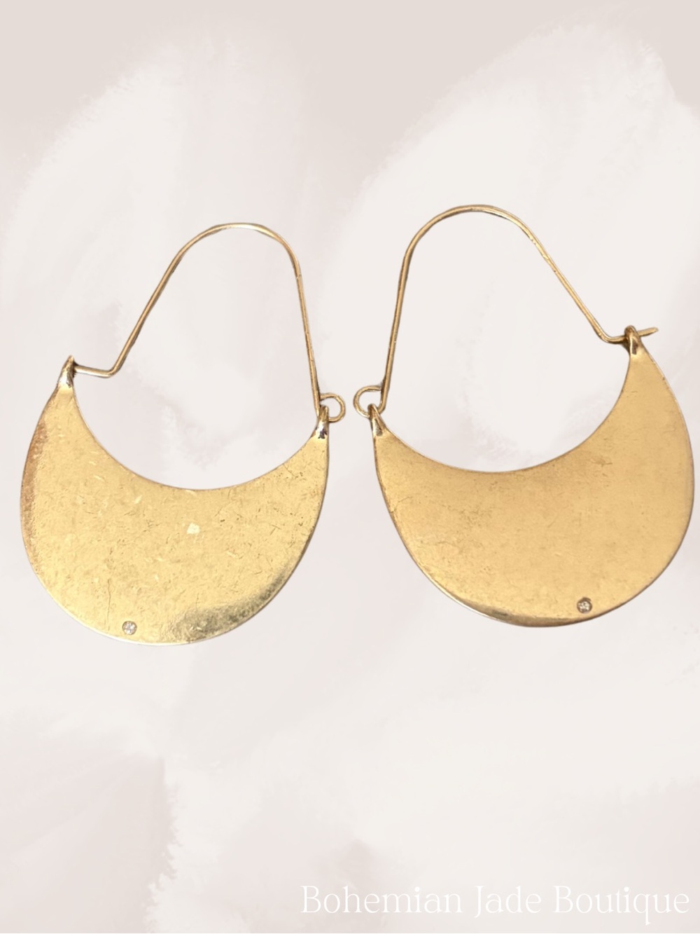 Melrose and Market Gold Tone Crescent Drop Earrings Rhinestone Nickel Free NWT - Picture 2 of 4